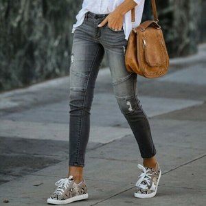 KanCan Gray Washed Ankle Skinny Jeans